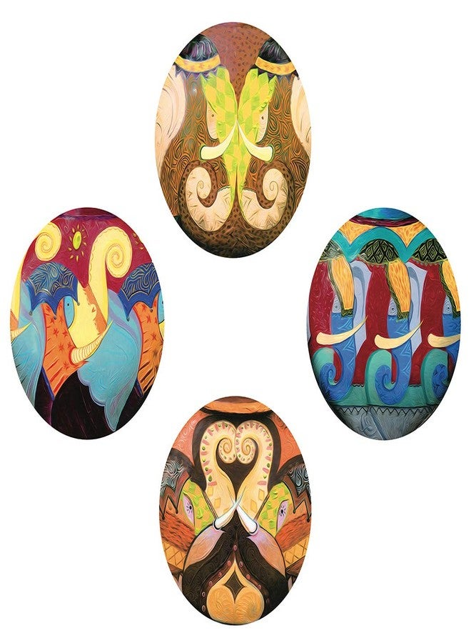 Real Art | Block Decor | Wall Hanging Plate 7" | 4 Pcs | Fine Bone China | Gift Packing - Image 1